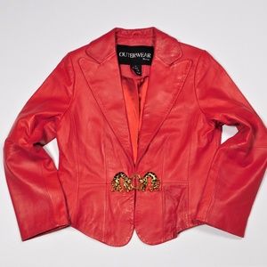 Outerwear By Lisa Leather Leopard Jacket S